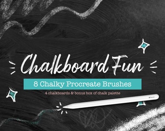 Chalkboard Fun Digital Brush and Board Bundle, Procreate, Chalk Brush, Chalkboard, Canvas, Palette, iPad Art, Apple Pencil, Brushes