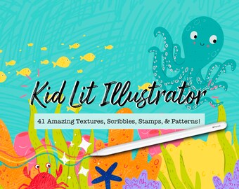 Kid Lit Illustrator Procreate Brush Bundle, Children's Book Illustration Procreate Brushes, Children's Artist Texture Pattern Brush