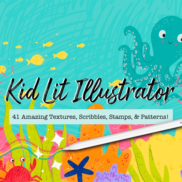 Kid Lit Illustrator Procreate Brush Bundle, Children's Book Illustration Procreate Brushes, Children's Artist Texture Pattern Brush