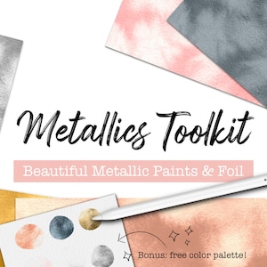 Metallics Toolkit for Procreate, Paint, Foil, Sparkles, Rose, Gold, Silver, Glitter, iPad Art, Apple Pencil, Brushes