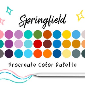 Springfield Procreate Color Palette, Procreate Tools, Procreate Swatches, iPad Art, Color Swatches, Procreate Palette, Procreate Art
