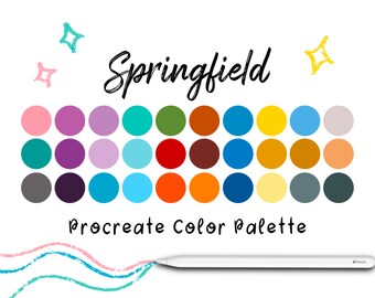 Springfield Procreate Color Palette, Procreate Tools, Procreate Swatches, iPad Art, Color Swatches, Procreate Palette, Procreate Art