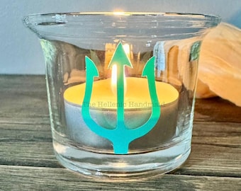 Poseidon candle holder set with candles, Neptune ritual candle holder