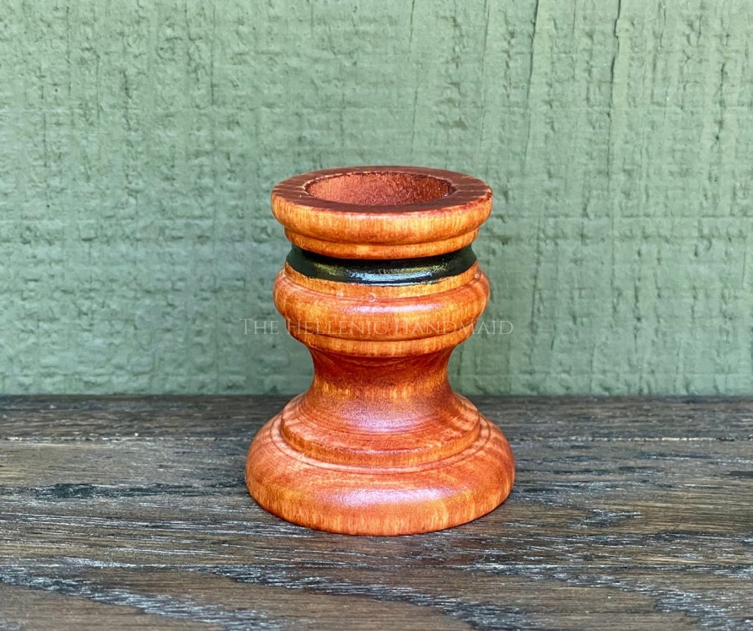 Candle Holder Black on Antique Red Wood Taper Candle Holder Etsy