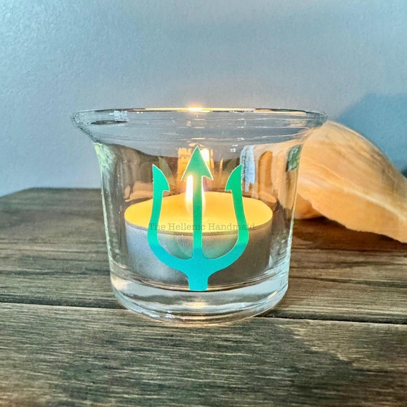 Poseidon candle holder set with candles, Neptune ritual candle holder