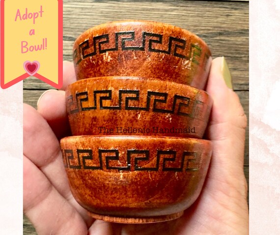 DISCOUNTED Adopt-a-bowl offering bowl, hand painted detail wood bowl. Please read item description