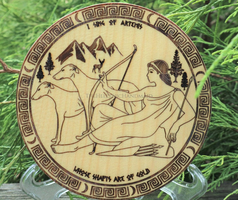 Artemis altar decor cypress wood devotional engraving with Etsy