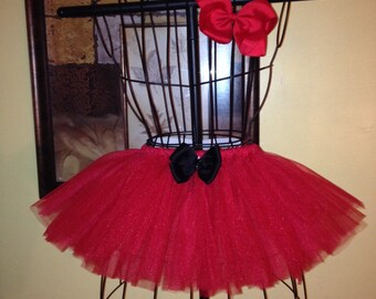 Shimmer Red Tutu & Bow for your Princess! Can also be made in Gold, Silver, and Pink!