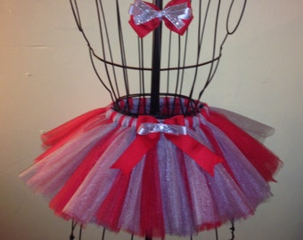 Red and Silver shimmer Tutu & Bow for your Princess!