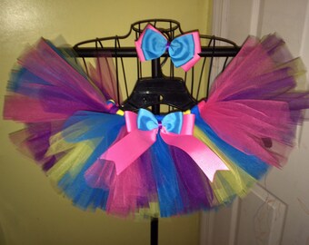 Colorful Rainbow Tutu Skirt and Hair Bow