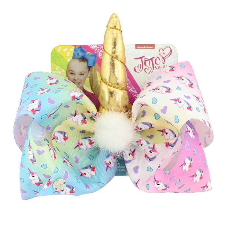 Unicorn Pattern Print Hair Bows With Clips Unicorn Horn For Girls Colorful Hairpins Hair Accessory 8 JoJo Bows