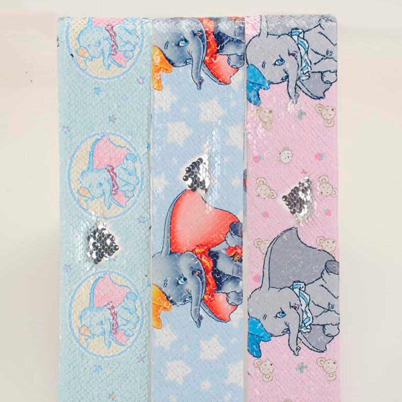 2 Yards Elephants Sequin Ribbons Baby Shower Ribbons375mm Reversible Sequin Ribbons DIY Hairbows Party Decoration
