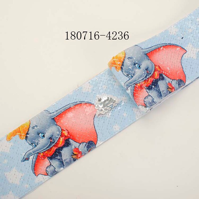2 Yards Elephants Sequin Ribbons Baby Shower Ribbons375mm Reversible Sequin Ribbons DIY Hairbows Party Decoration