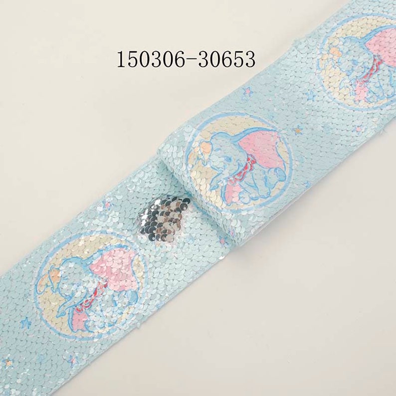 2 Yards Elephants Sequin Ribbons Baby Shower Ribbons375mm Reversible Sequin Ribbons DIY Hairbows Party Decoration