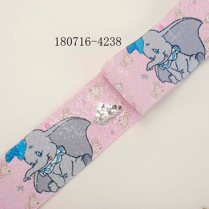 2 Yards Elephants Sequin Ribbons Baby Shower Ribbons375mm Reversible Sequin Ribbons DIY Hairbows Party Decoration