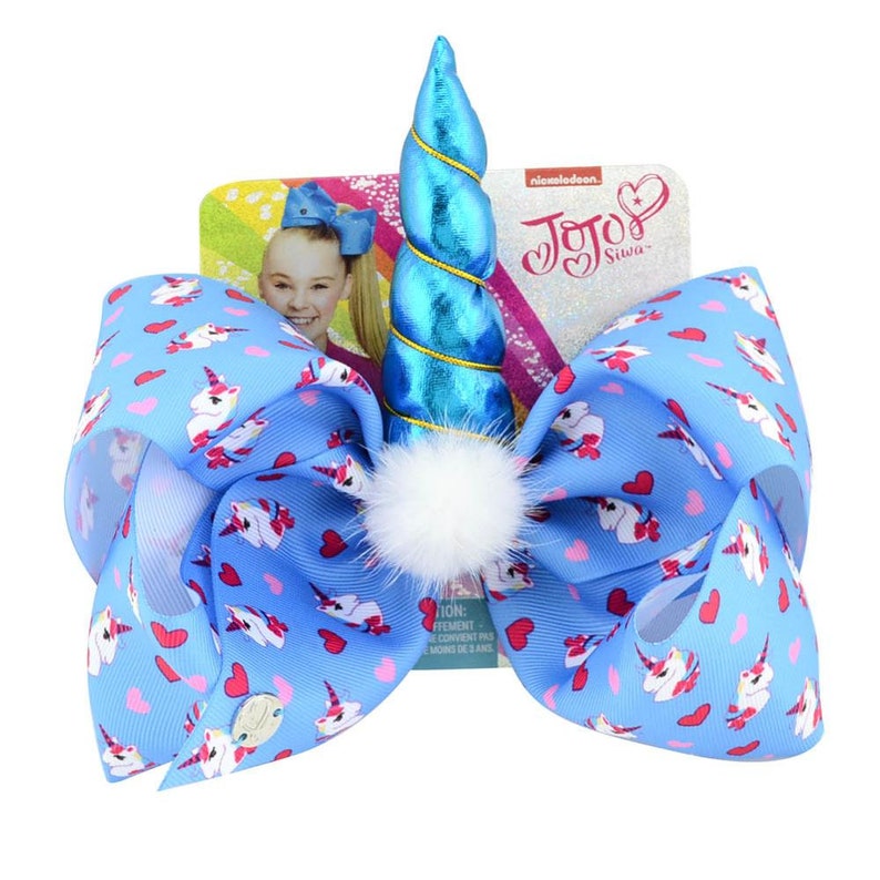 Unicorn Pattern Print Hair Bows With Clips Unicorn Horn For Girls Colorful Hairpins Hair Accessory 8 JoJo Bows