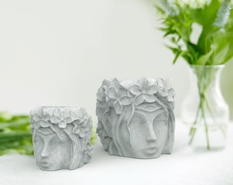 Woman avatar flower pot Molds Concrete Planter Molds Silicone Cement Statues Molds handmade DIy crafts tool mold