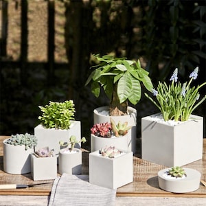 Moules pour pots de fleurs, rond carré, moule en ciment, moule pour plantes succulentes, moules pour vases en béton de plusieurs tailles, moule en silicone, moule pour pot de jardin