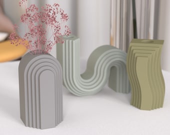 Concrete Vase Silicone Mold: Creative Layered Design, Nordic Decor