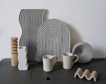 Ripple design silicone concrete tray molds Cement Coaster Molds Cusotmized design silicone pallet molds