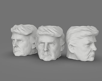 The concrete flowerpot silicone mold trump flowerpot character design potted furnishing decorative concrete basin silicone mold 10cm