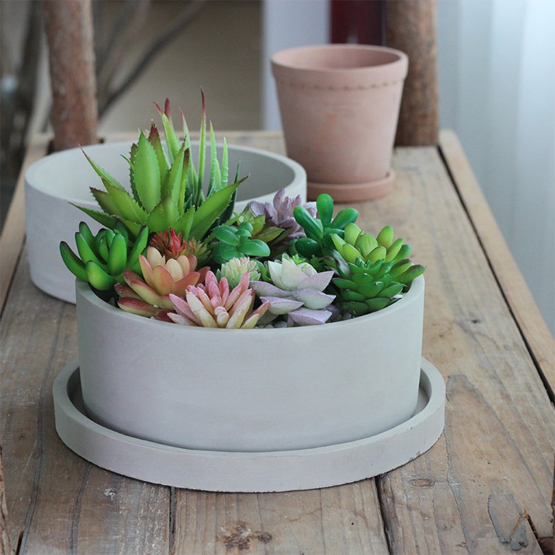 Round flowerpot mould Silicone Planter Molds Pot Maker DIY Etsy