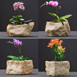 Personalized Imitation Stone Flower Pot Molds Concrete Bonsai Planter Molds DIY Clay Cement Pot Molds silicone molds Concrete molds