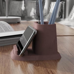 Aangepaste cement siliconen mal - pennenhouder en maker van telefoonstandaard, betonnen bureau-organizer, mal voor doe-het-zelf opbergdoos voor knutselaars