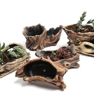 Wood Grain Concrete Stump Flowerpot Silicone Mold: DIY Garden Planter