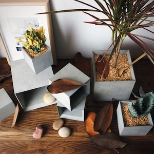 Geometric Flower Pot Silicone Mold: Concrete Planter Molds