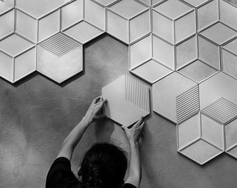 Hexagon concrete tiles molds silicone cement brick wall molds TV background tiles mold Wall brick molds