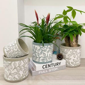 Conception en relief de feuille | Moule moderne pour jardinière en béton en silicone - Pot de fleur rond réutilisable en ciment pour plantes succulentes, décoration botanique faite main