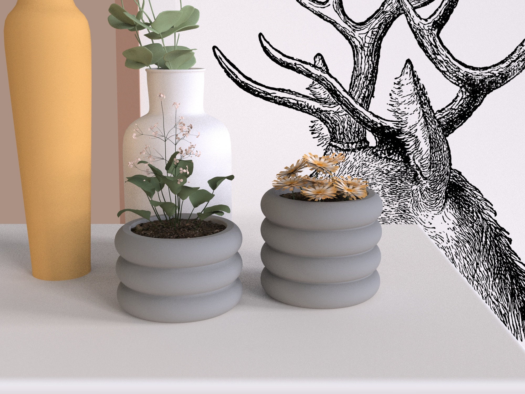 Circle Design silicone planter pot Molds DIY Concrete art Molds Concr…