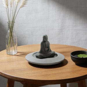 Molde de hormigón para bandeja de estatua de Buda: Adornos de mesa de cemento