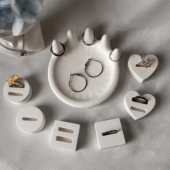 Handmade Cement Jewelry Tray Mold: Concrete Ring Plate Silicone