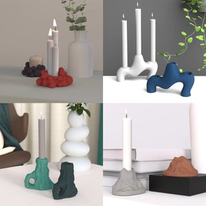 Creative twisted cement candlestick silicone mold Aromatic candle holder Concrete gypsum candlestick silicone mold for cement