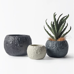 Round Moon Pattern Flower Pot Cement Mold Concrete Mold Green Plant Pot Planter Mold Custom Silicone Mold Planter Mold
