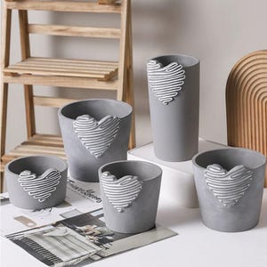 Molde de silicona para maceta de cemento con forma de corazón: maceta para suculentas DIY, decoración del hogar