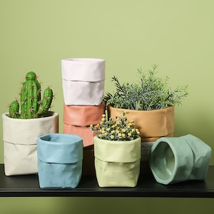 Stampo in silicone per vasi di fiori a forma di sacchetto di carta creativo, cemento, gesso, pianta verde, stampo in cemento per vasi di fiori