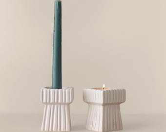 Stripe design 2-in-1 Tea Light Candle Holder Silicone Mold