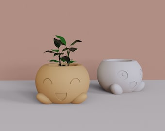 Cartoon Flowerpot Silicone Mold: DIY Concrete Planter, Office Decor