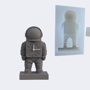 Stampo in silicone per orologio astronauta: creazione fai da te in resina e cemento, decorazione per la scrivania (12x22x5,2 cm)