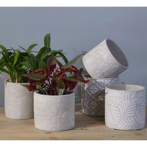 Moule de jardinière en silicone personnalisé pour pots en béton | Grand moule rond réutilisable pour pot de fleurs à faire soi-même | Moule artisanal de jardin fait main avec plusieurs motifs