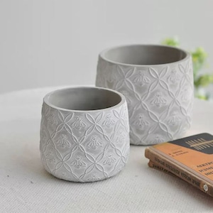 Nordic Relief Flower Pot Mold: Concrete Planter, Jesmonite Pot