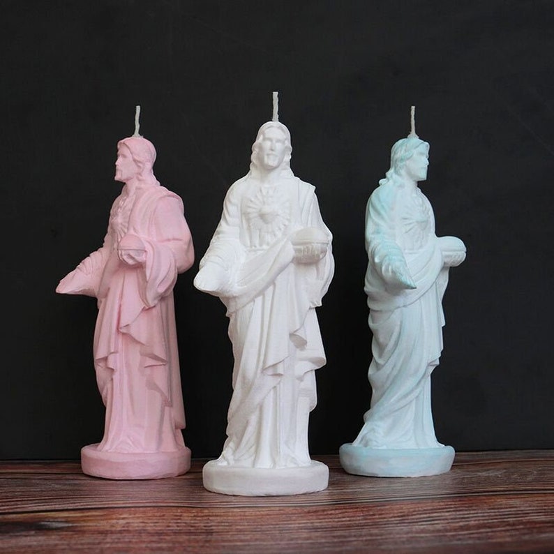Virgin Mary Silicone Candle Molds Concrete Statue Molds Etsy