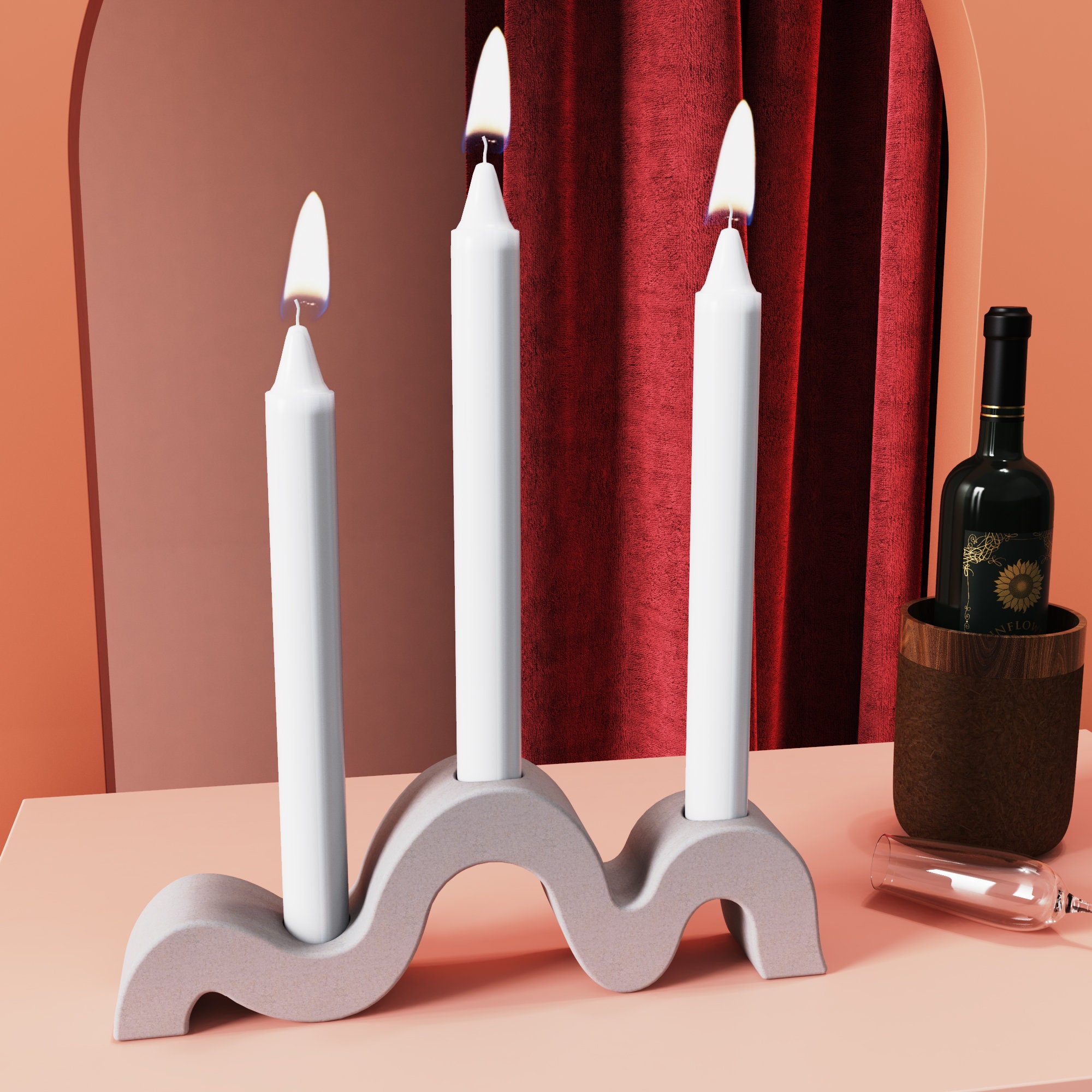 Wave Silicone Candle Stick Molds Wax Candle Holder mold Etsy