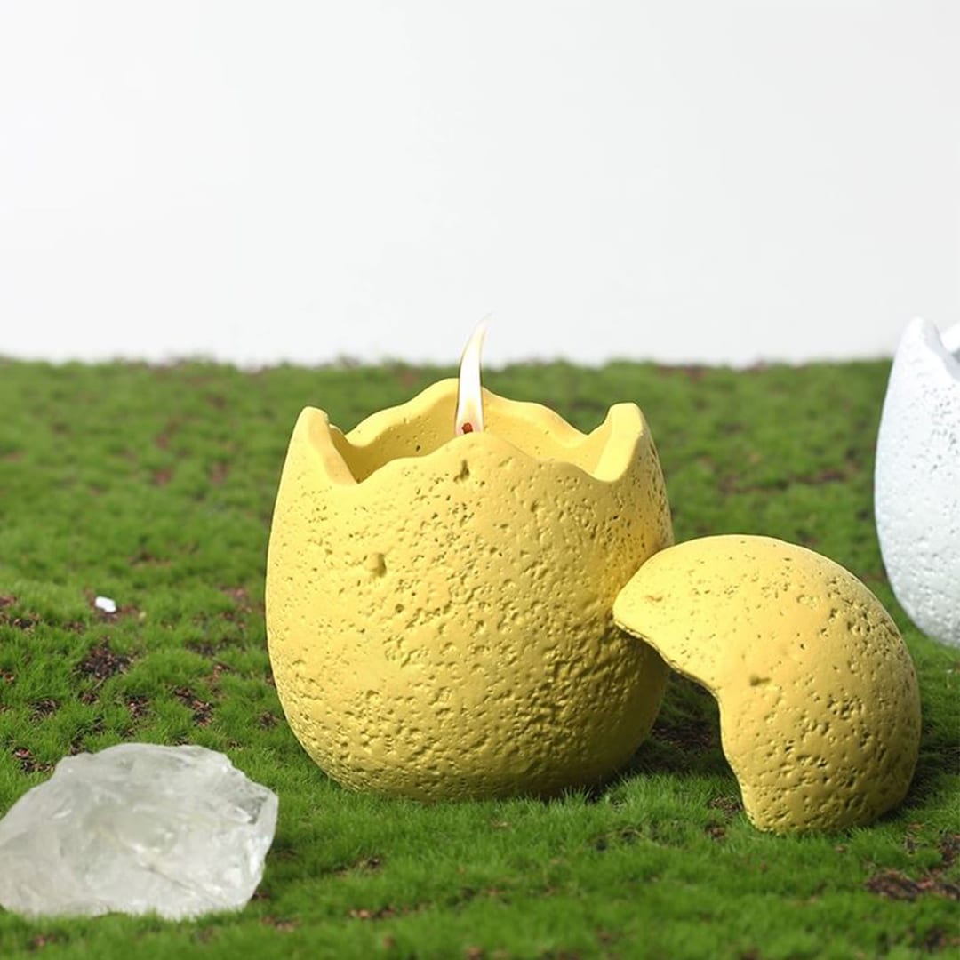 Ins Style Eggshell Design Cement Candle Jar Silicone Mold, Wax Cup