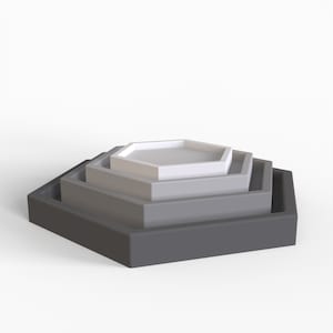 Jesmonite Tray mold Hexagon Concrete Tray Mold Flower Pot Holder Molds Silicone Cement tray molds Fruit Holder Dish Mold