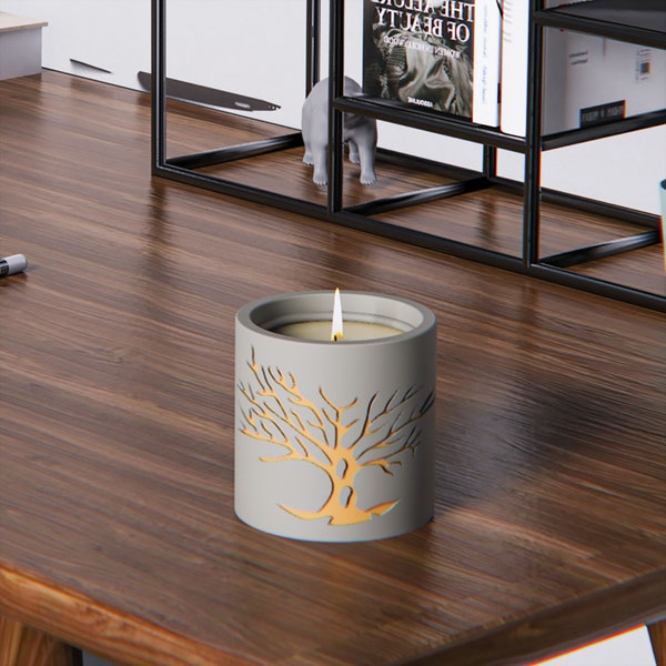 Baum Muster Kreis Wachsschale Kerzenhalter Betonform Silikonform Zementform Kerzenhalter Kundenspezifische Silikonform Kerzenhalter Mould