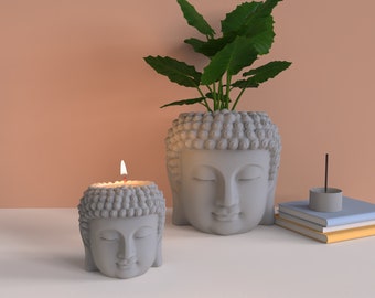 Buddha Head Silicone Mold: Planter, Candle, Wax Vessel